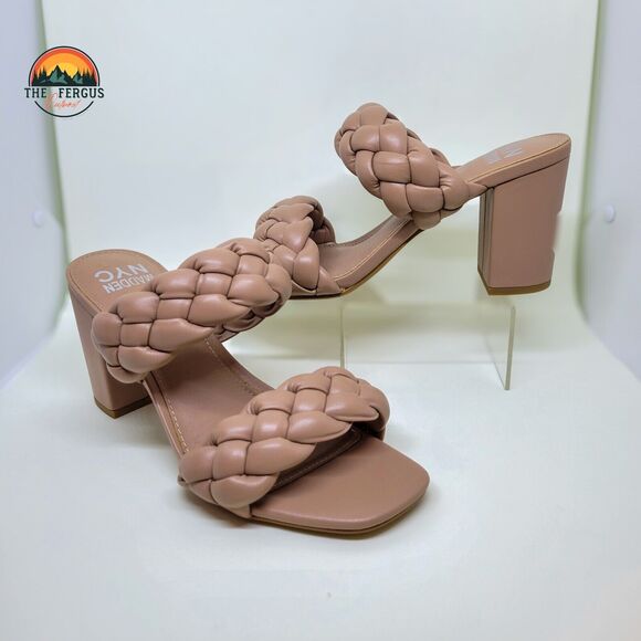 Madden Shoes - NWT Madden NYC Chic Braided Block Heel Blush Pink Sandals Bohemian Womens Size 8